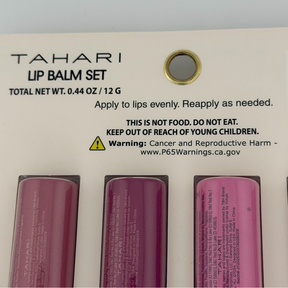 TAHARI Moisturizing Scented Lip Balm Set of 4 - Vanilla Rose Berry Coconut - Picture 5 of 8